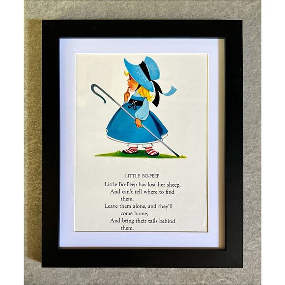 Vintage Framed 8x10 Pair Nursery Rhymes 1960s - Picture 2 of 4